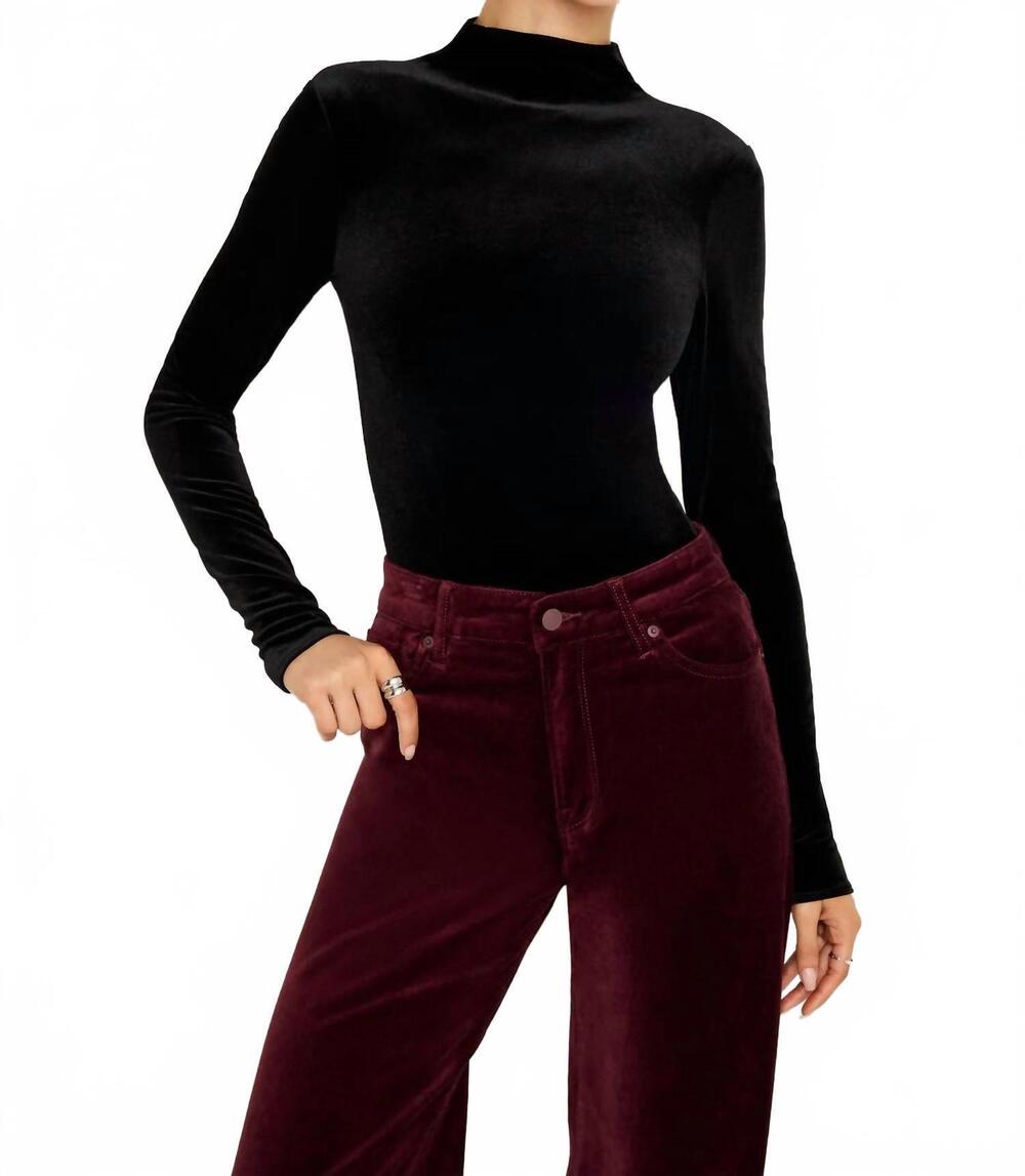 NEW GOOD AMERICAN velvet mock neck bodysuit in black